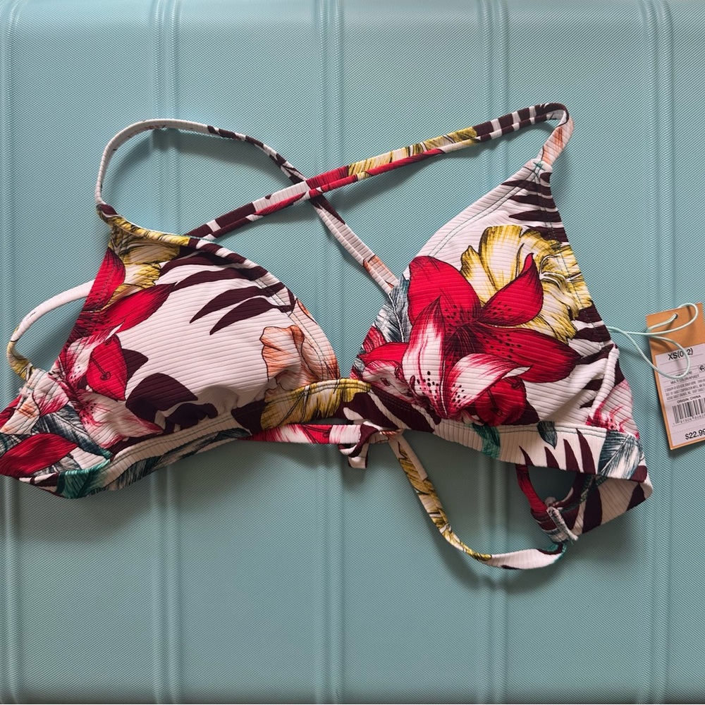 Kona Sol Red and White Bikini Top - Size XS
